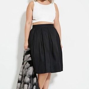 Forever 21 Black Pleated A-Line Skirt 3X